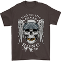 Bad 2 the Bone Biker Skull Angel Motorcycle Mens T-Shirt Cotton Gildan Dark Chocolate