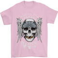 Bad 2 the Bone Biker Skull Angel Motorcycle Mens T-Shirt Cotton Gildan Light Pink