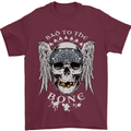 Bad 2 the Bone Biker Skull Angel Motorcycle Mens T-Shirt Cotton Gildan Maroon