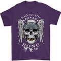 Bad 2 the Bone Biker Skull Angel Motorcycle Mens T-Shirt Cotton Gildan Purple