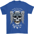 Bad 2 the Bone Biker Skull Angel Motorcycle Mens T-Shirt Cotton Gildan Royal Blue