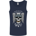 Bad 2 the Bone Biker Skull Angel Motorcycle Mens Vest Tank Top Navy Blue