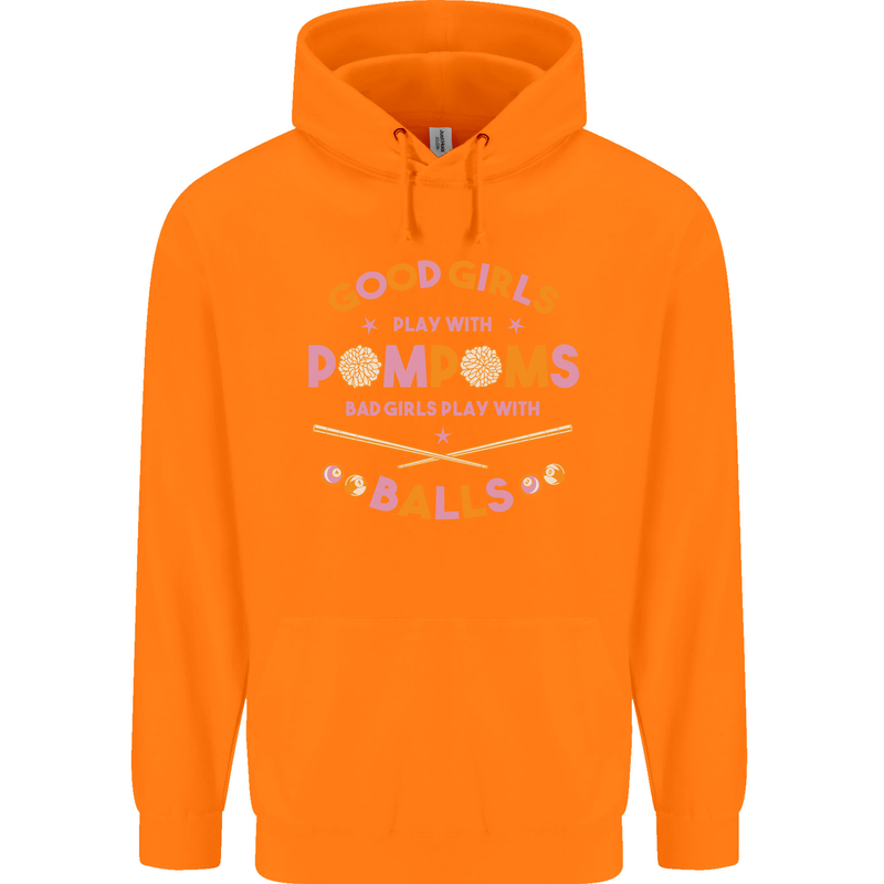 Bad Girls Play With Pool Balls 9-Ball Childrens Kids Hoodie Orange