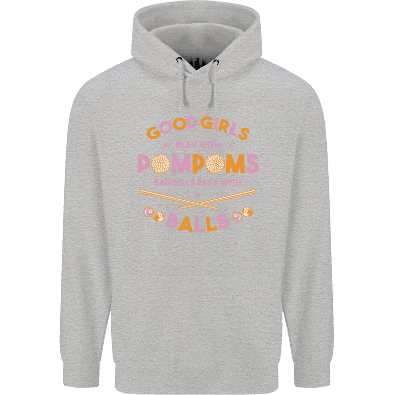 Bad Girls Play With Pool Balls 9-Ball Childrens Kids Hoodie Sports Grey