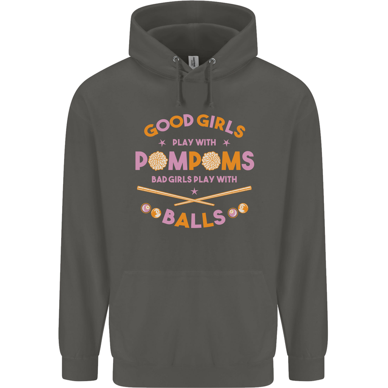 Bad Girls Play With Pool Balls 9-Ball Childrens Kids Hoodie Storm Grey