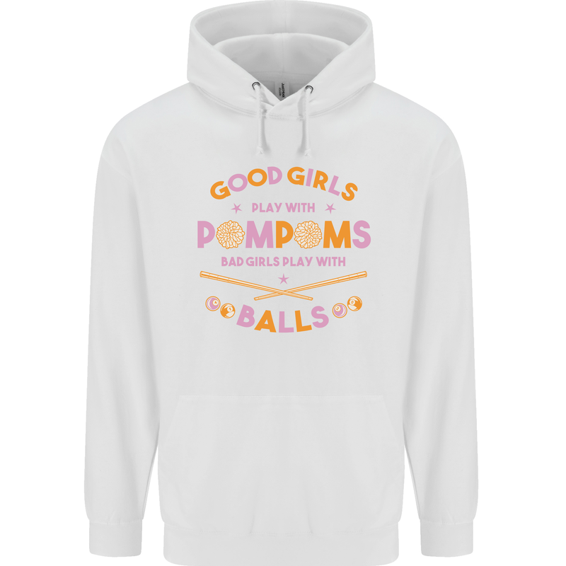 Bad Girls Play With Pool Balls 9-Ball Childrens Kids Hoodie White