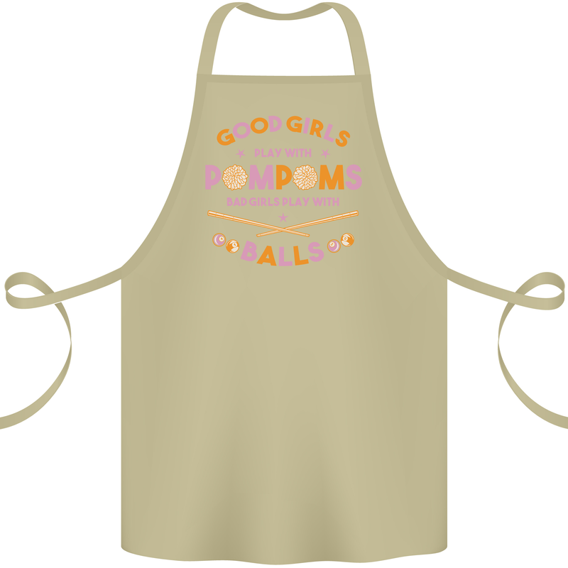 Bad Girls Play With Pool Balls 9-Ball Cotton Apron 100% Organic Khaki
