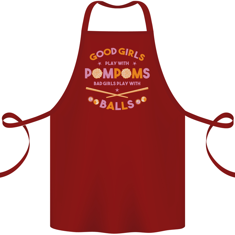 Bad Girls Play With Pool Balls 9-Ball Cotton Apron 100% Organic Maroon