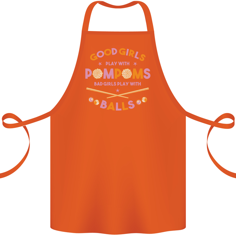 Bad Girls Play With Pool Balls 9-Ball Cotton Apron 100% Organic Orange