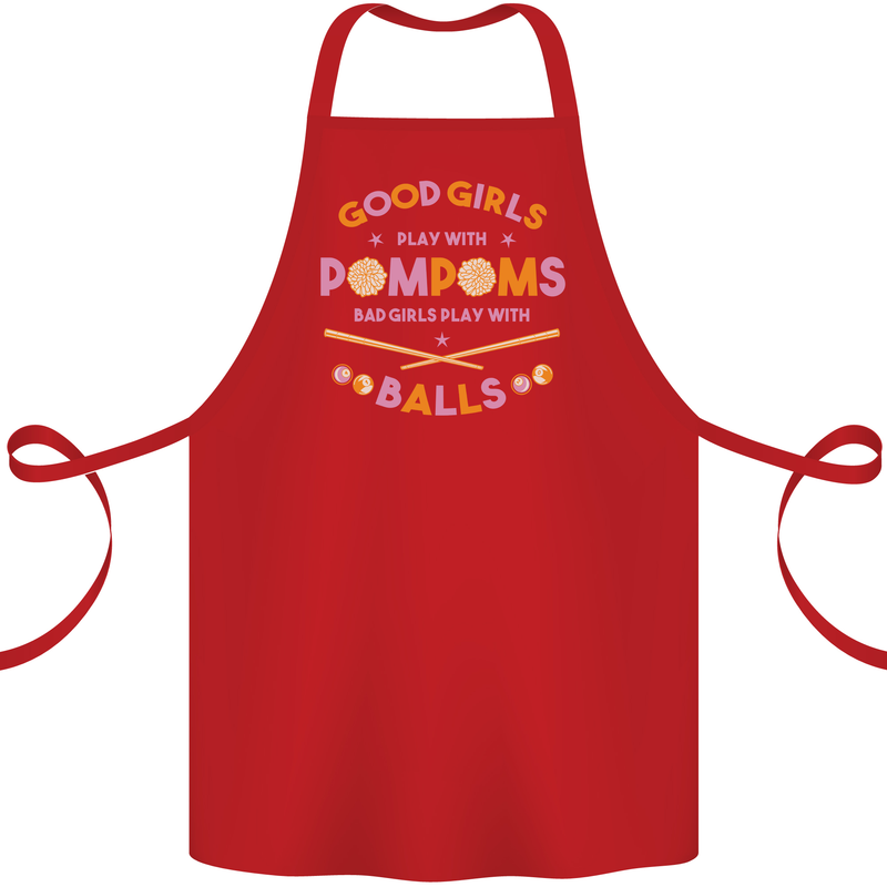Bad Girls Play With Pool Balls 9-Ball Cotton Apron 100% Organic Red