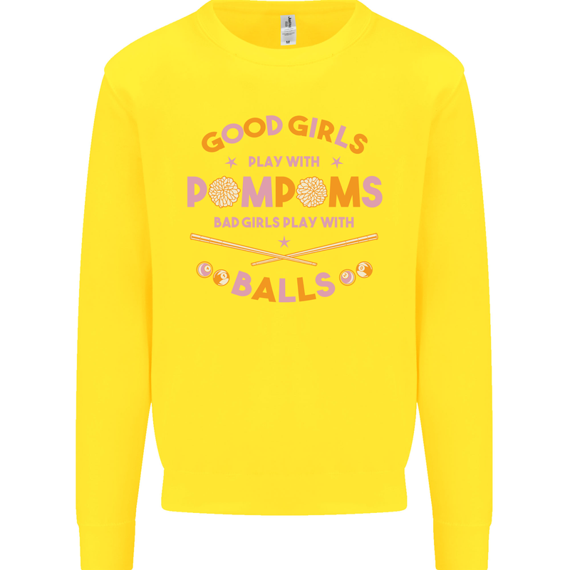 Bad Girls Play With Pool Balls 9-Ball Kids Sweatshirt Jumper Yellow