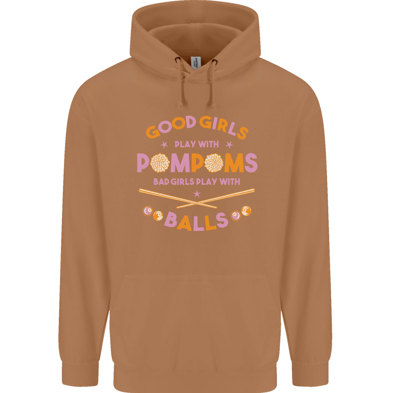 Bad Girls Play With Pool Balls 9-Ball Mens 80% Cotton Hoodie Caramel Latte