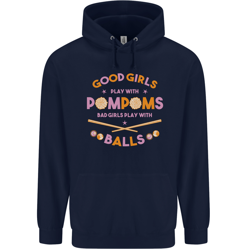 Bad Girls Play With Pool Balls 9-Ball Mens 80% Cotton Hoodie Navy Blue