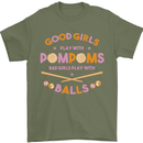 Bad Girls Play With Pool Balls 9-Ball Mens T-Shirt 100% Cotton Military Green