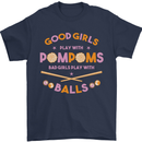 Bad Girls Play With Pool Balls 9-Ball Mens T-Shirt 100% Cotton Navy Blue