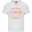 Bad Girls Play With Pool Balls 9-Ball Mens V-Neck Cotton T-Shirt White