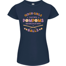 Bad Girls Play With Pool Balls 9-Ball Womens Petite Cut T-Shirt Navy Blue