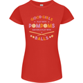 Bad Girls Play With Pool Balls 9-Ball Womens Petite Cut T-Shirt Red