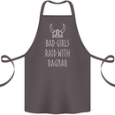 Bad Girls Raid With Ragnar Vikings Valhalla Cotton Apron 100% Organic Dark Grey