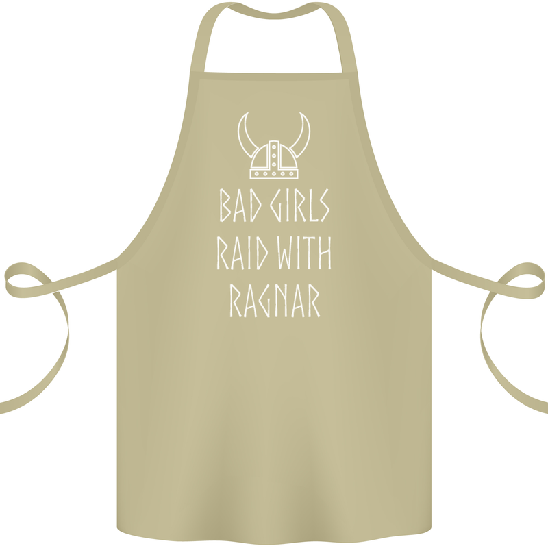 Bad Girls Raid With Ragnar Vikings Valhalla Cotton Apron 100% Organic Khaki