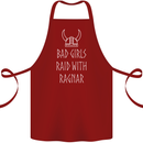 Bad Girls Raid With Ragnar Vikings Valhalla Cotton Apron 100% Organic Maroon