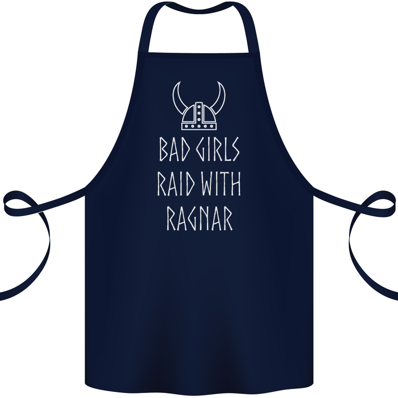 Bad Girls Raid With Ragnar Vikings Valhalla Cotton Apron 100% Organic Navy Blue
