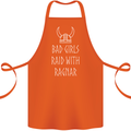 Bad Girls Raid With Ragnar Vikings Valhalla Cotton Apron 100% Organic Orange