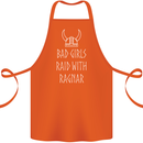 Bad Girls Raid With Ragnar Vikings Valhalla Cotton Apron 100% Organic Orange