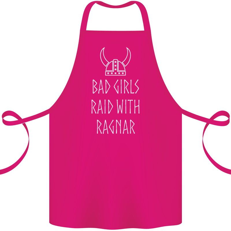 Bad Girls Raid With Ragnar Vikings Valhalla Cotton Apron 100% Organic Pink