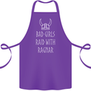 Bad Girls Raid With Ragnar Vikings Valhalla Cotton Apron 100% Organic Purple