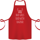 Bad Girls Raid With Ragnar Vikings Valhalla Cotton Apron 100% Organic Red