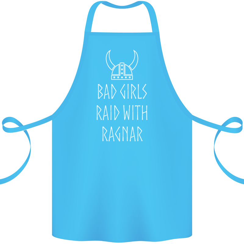 Bad Girls Raid With Ragnar Vikings Valhalla Cotton Apron 100% Organic Turquoise