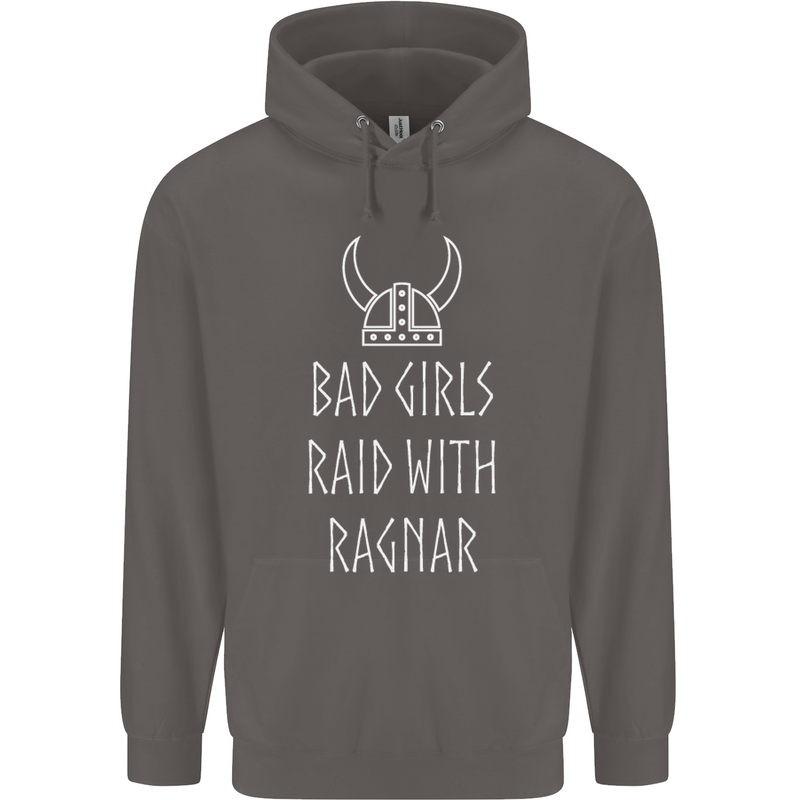 Bad Girls Raid With Ragnar Vikings Valhalla Mens 80% Cotton Hoodie Charcoal