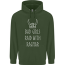 Bad Girls Raid With Ragnar Vikings Valhalla Mens 80% Cotton Hoodie Forest Green