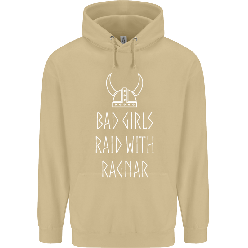 Bad Girls Raid With Ragnar Vikings Valhalla Mens 80% Cotton Hoodie Sand