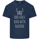 Bad Girls Raid With Ragnar Vikings Valhalla Mens Cotton T-Shirt Tee Top Navy Blue