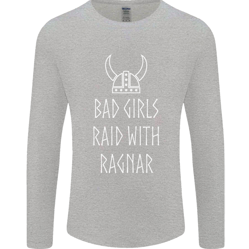 Bad Girls Raid With Ragnar Vikings Valhalla Mens Long Sleeve T-Shirt Sports Grey