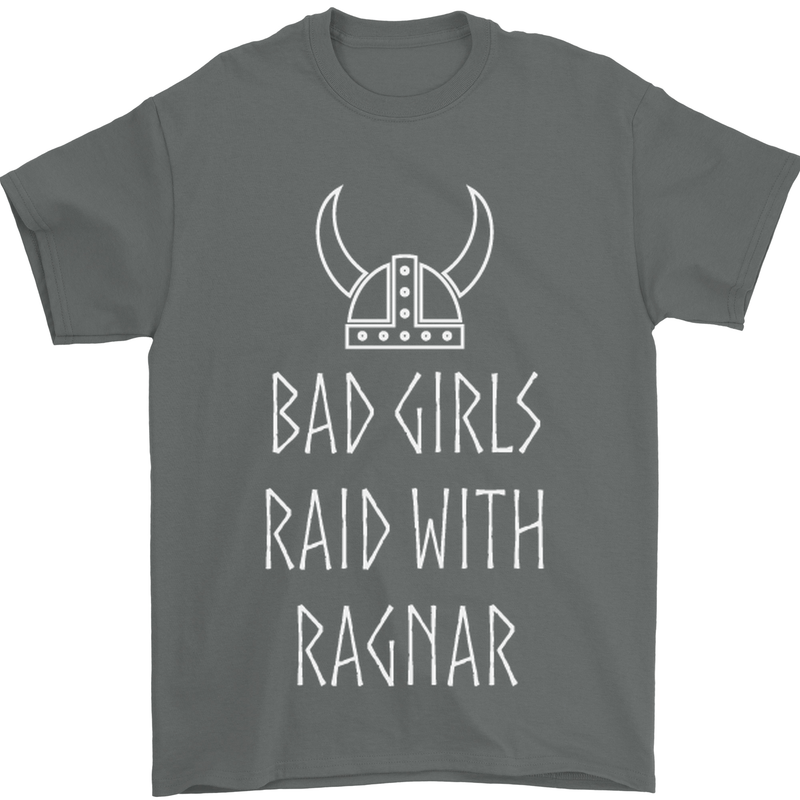 Bad Girls Raid With Ragnar Vikings Valhalla Mens T-Shirt Cotton Gildan Charcoal