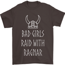 Bad Girls Raid With Ragnar Vikings Valhalla Mens T-Shirt Cotton Gildan Dark Chocolate