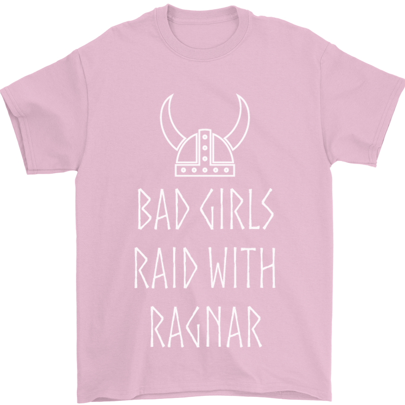 Bad Girls Raid With Ragnar Vikings Valhalla Mens T-Shirt Cotton Gildan Light Pink
