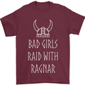 Bad Girls Raid With Ragnar Vikings Valhalla Mens T-Shirt Cotton Gildan Maroon