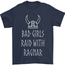 Bad Girls Raid With Ragnar Vikings Valhalla Mens T-Shirt Cotton Gildan Navy Blue