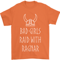 Bad Girls Raid With Ragnar Vikings Valhalla Mens T-Shirt Cotton Gildan Orange