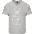 Bad Girls Raid With Ragnar Vikings Valhalla Mens V-Neck Cotton T-Shirt Sports Grey