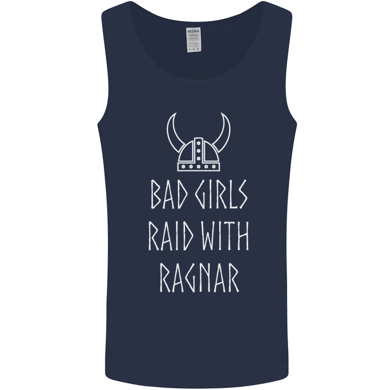 Bad Girls Raid With Ragnar Vikings Valhalla Mens Vest Tank Top Navy Blue