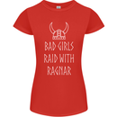 Bad Girls Raid With Ragnar Vikings Valhalla Womens Petite Cut T-Shirt Red