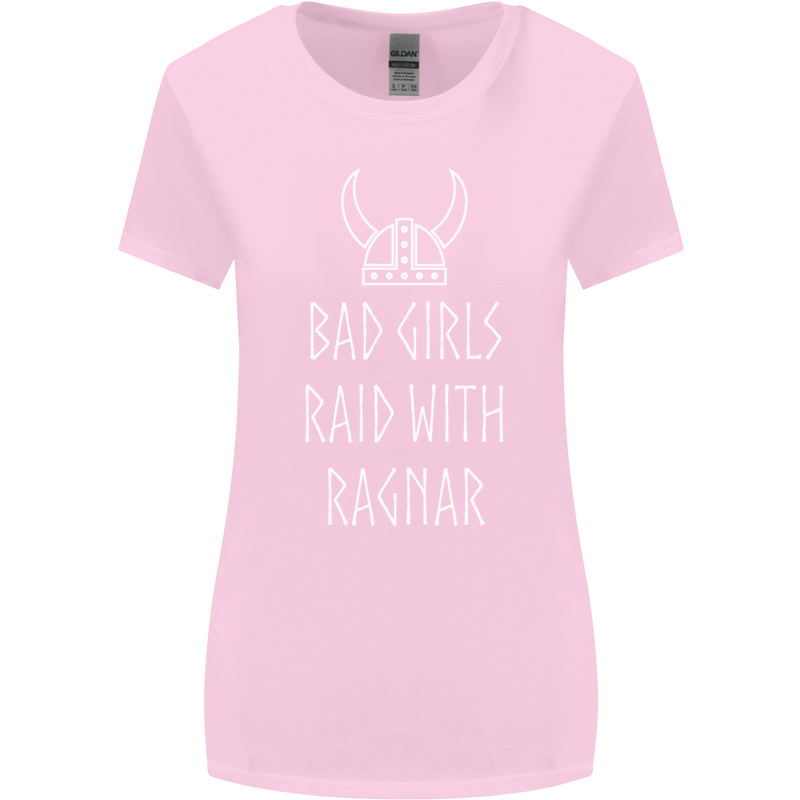 Bad Girls Raid With Ragnar Vikings Valhalla Womens Wider Cut T-Shirt Light Pink