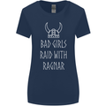 Bad Girls Raid With Ragnar Vikings Valhalla Womens Wider Cut T-Shirt Navy Blue