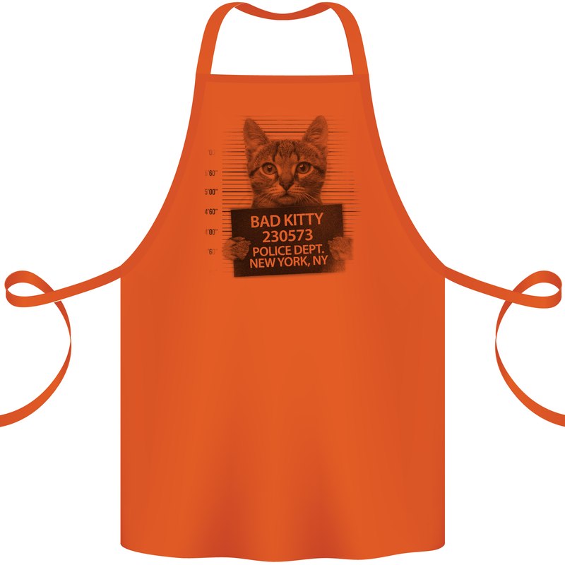 Bad Kitty New York City Police Dept. Cotton Apron 100% Organic Orange