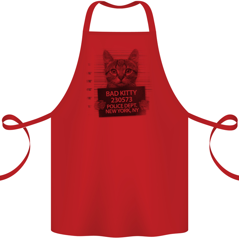 Bad Kitty New York City Police Dept. Cotton Apron 100% Organic Red